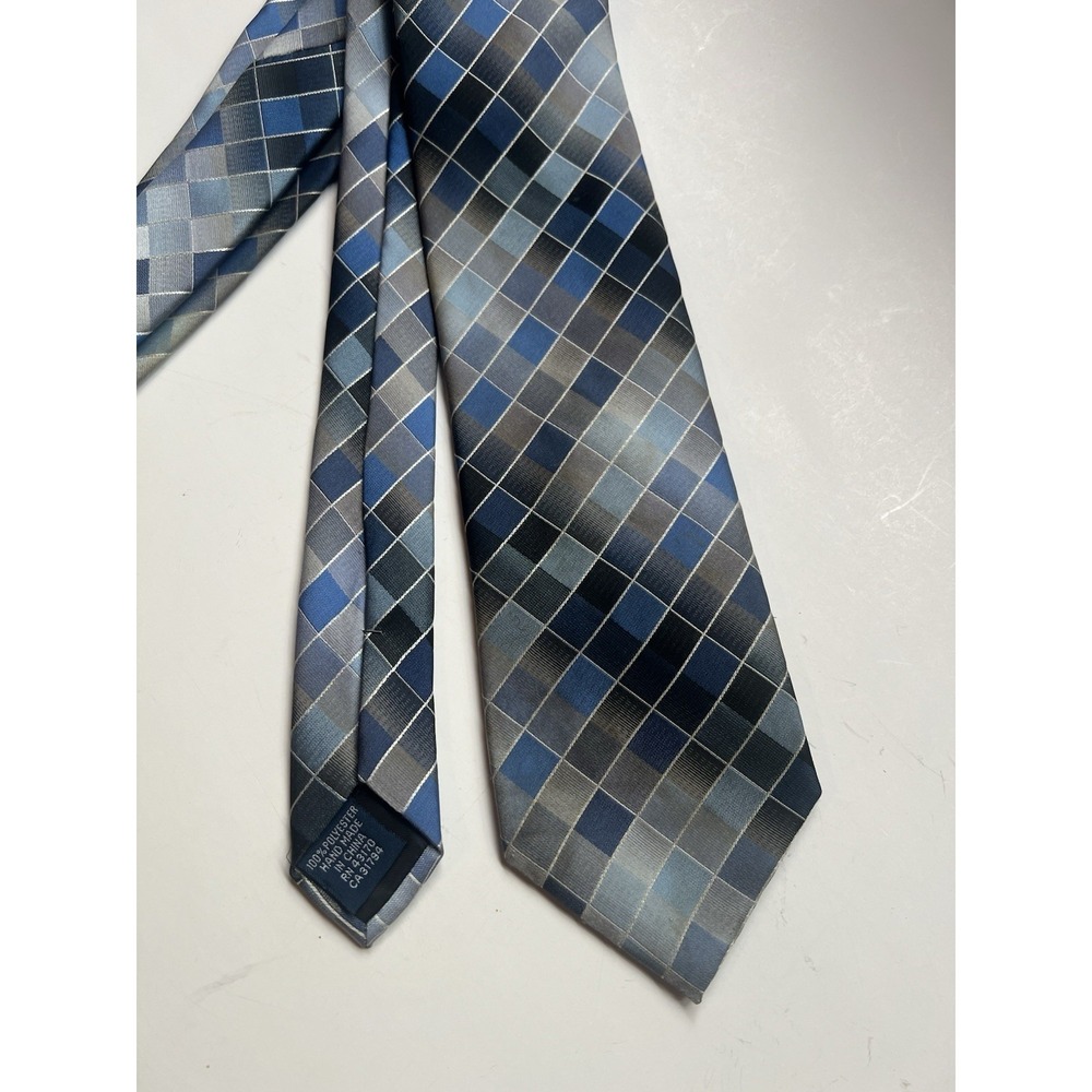 John Ashford Blue Silver Gray Checkered Tie